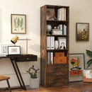 6-Tier Tall Bookshelf with Drawers - Rustic Brown by LJGDeals