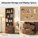 6-Tier Tall Bookshelf with Drawers - Rustic Brown by LJGDeals