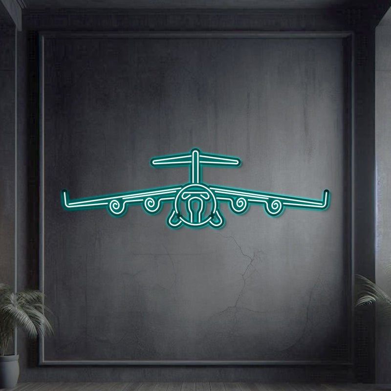 C-17 Globemaster III Metal Neon Aircraft Wall Art - NCN0018