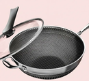 13.3″ Stainless Steel Wok Pan with Lid & Spatula – Nonstick – All Cooktops by 2Dropme