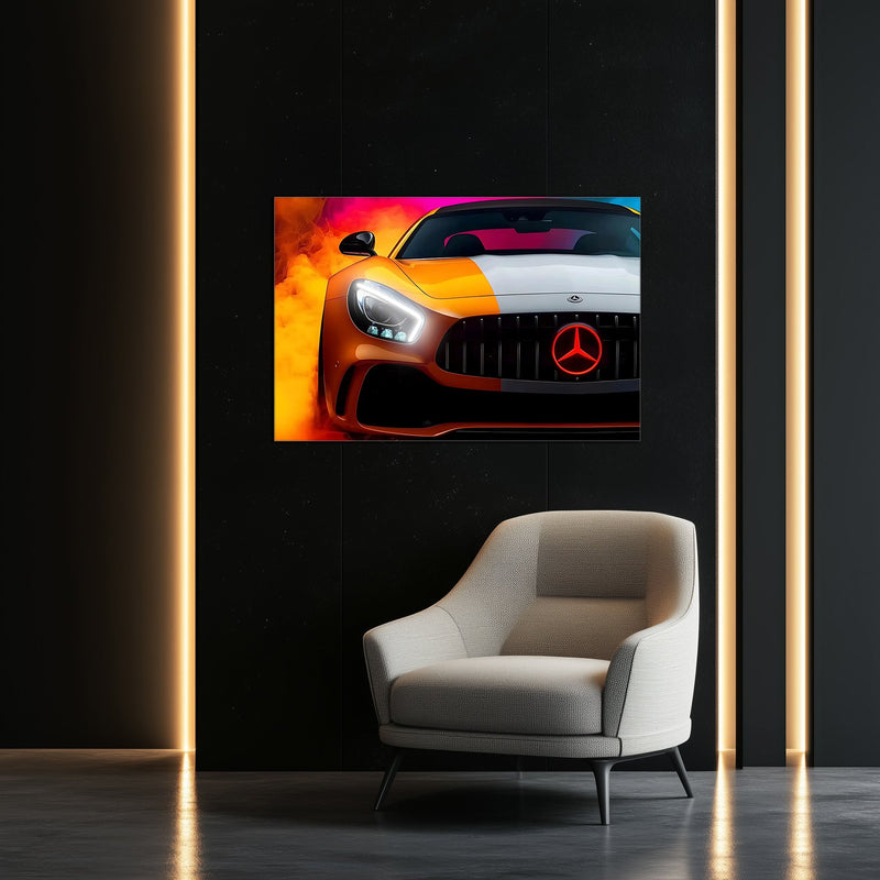 AMG Car light up sign, Car neon light sign, Car wall art lighted, Car led wall decor, Car led sign, Garage neon sign, Neon painting art For Man - UvCar06