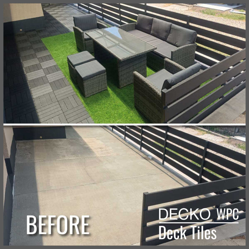 Deck Tile <b>Ramp Edge</b> - for Premium WPC Interlocking Tiles | DECKO (11.8"/3.1"/0.8") - (One Piece)