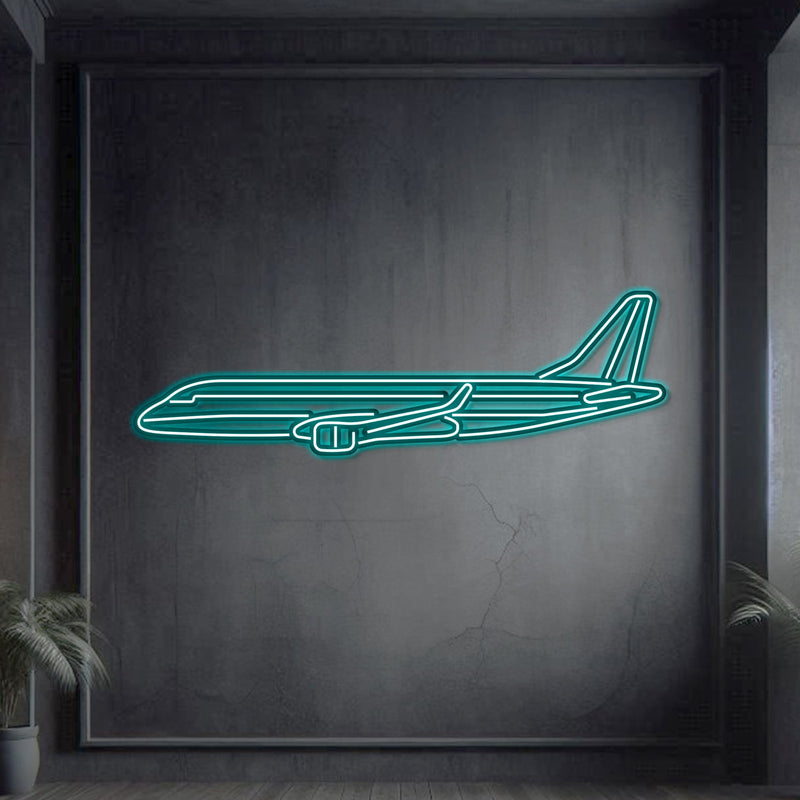 EMJ-175 Metal Neon Aircraft Wall Art - NCN0032