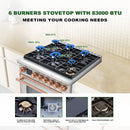 36 Inch Freestanding Custom Gas Range with 6 Sealed Burners Cooktop, Rapid Convection Oven, Natural Gas/LP Convertible - AK-G36N05A-3