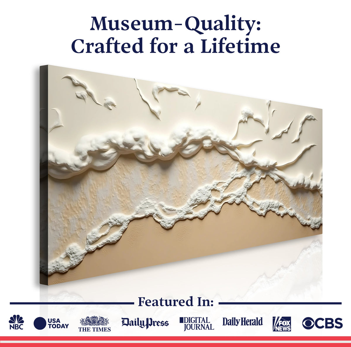 Beige Abstract Ocean Waves Wall Art, photo 6 of 10