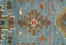 Custom Made Blue And Beige Traditional Hand Knotted Wool Area Rug