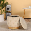 15" Tall Ottoman Velvet with Storage (Beige) by JHY DESIGN