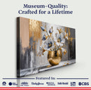 Magnolia Bloom in Gold Abstract Wall Art