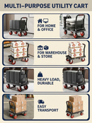 Heavy Duty Folding Platform Cart-350/660/820 lb-Flatbed Hand Truck with Strap by 2Dropme