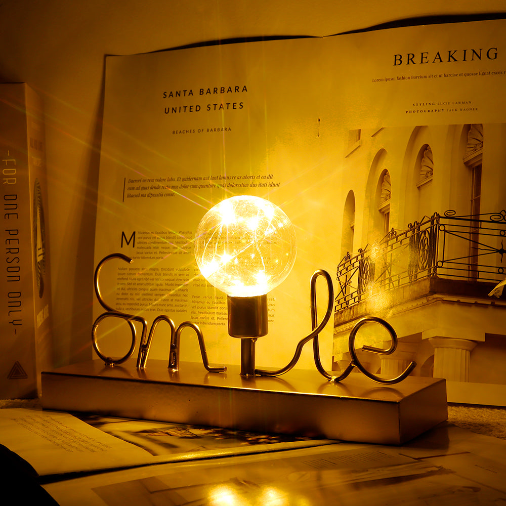 Decorative Cordless lamp Home Decor Lights with Warm White Fairy Lights(Smile), photo 2 of 5