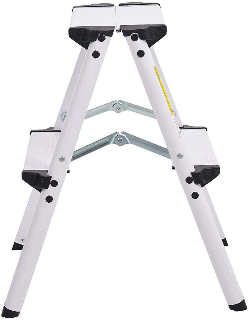 Folding 2 Step Stool Light Weight Aluminum Step Ladder, 250 lbs Capacity (19"H)