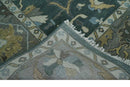 Oriental Oushak Teal Green and Gray 9x12 Hand Knotted Wool Area Rug by The Rug Decor