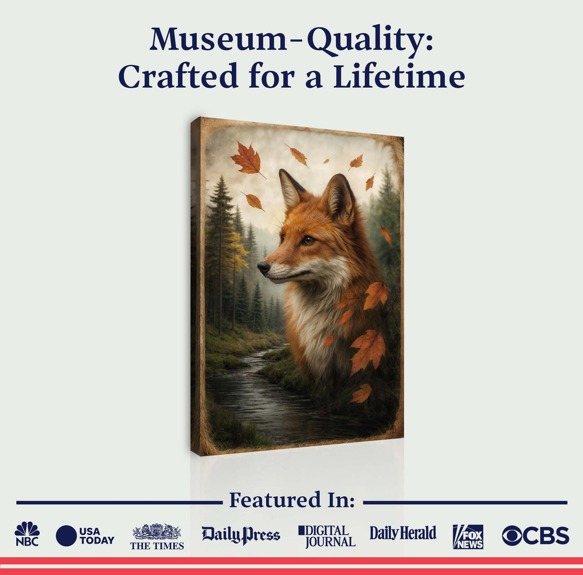 Autumn Fox Double Exposure Wall Art, photo 6 of 10
