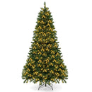 6/7/8 Feet Hinged Christmas Tree with PVC Branch Tips Warm White LED Lights by DirectDeals
