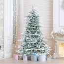 6 Feet Snow Flocked Artificial Christmas Tree with Cool White LED Lights by LJGDeals