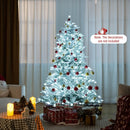 6 Feet Snow Flocked Artificial Christmas Tree with Cool White LED Lights by LJGDeals