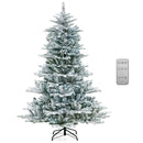 6 Feet Snow Flocked Artificial Christmas Tree with Cool White LED Lights by LJGDeals