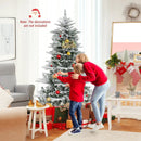 6 Feet Snow Flocked Artificial Christmas Tree with Cool White LED Lights by LJGDeals