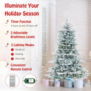 6 Feet Snow Flocked Artificial Christmas Tree with Cool White LED Lights