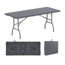 6 ft Portable Folding Table 350 LBS Fold-in-Half Table with HDPE Tabletop by LJGDeals