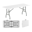 6 ft Portable Folding Table 350 LBS Fold-in-Half Table with HDPE Tabletop