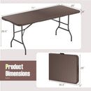 6 ft Portable Folding Table with Rattan-Like HDPE Tabletop and Safe Lock Mechanism-Brown by LJGDeals