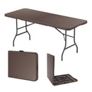 6 ft Portable Folding Table with Rattan-Like HDPE Tabletop and Safe Lock Mechanism-Brown by LJGDeals