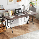 6 ft Portable Folding Table with Rattan-Like HDPE Tabletop and Safe Lock Mechanism-Brown by LJGDeals