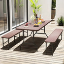 6 ft Portable Folding Table with Rattan-Like HDPE Tabletop and Safe Lock Mechanism-Brown by LJGDeals