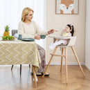 6-in-1 Convertible Wooden Highchair with Safety Harness and Adjustable Legs-Light Brown by LJGDeals