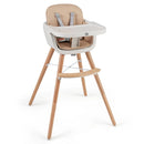 6-in-1 Convertible Wooden Highchair with Safety Harness and Adjustable Legs-Light Brown by LJGDeals