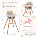 6-in-1 Convertible Wooden Highchair with Safety Harness and Adjustable Legs-Light Brown