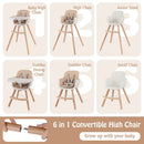 6-in-1 Convertible Wooden Highchair with Safety Harness and Adjustable Legs-Light Brown by LJGDeals