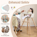 6-in-1 Convertible Wooden Highchair with Safety Harness and Adjustable Legs-Light Brown by LJGDeals