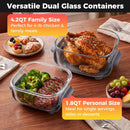 6-in-1 Portable Glass Air Fryer 1500W Dual Containers with Lids Dishwasher Safe by LJGDeals