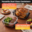 6-in-1 Portable Glass Air Fryer 1500W Dual Containers with Lids Dishwasher Safe by DirectDeals