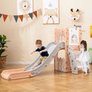 6-in-1 Toddler Slide L-shaped Playground with Basketball Hoop and Ladder by LJGDeals