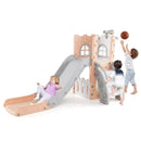 6-in-1 Toddler Slide L-shaped Playground with Basketball Hoop and Ladder by LJGDeals