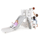 6-in-1 Toddler Slide L-shaped Playground with Basketball Hoop and Ladder by LJGDeals
