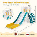6-in-1 Toddler Slide L-shaped Playground with Basketball Hoop and Ladder by LJGDeals