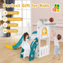 6-in-1 Toddler Slide L-shaped Playground with Basketball Hoop and Ladder by LJGDeals