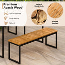 6 Pieces Outdoor Acacia Wood Dining Set with Bench and 2 Inches Umbrella Hole by LJGDeals