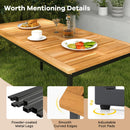 6 Pieces Outdoor Acacia Wood Dining Set with Bench and 2 Inches Umbrella Hole by LJGDeals