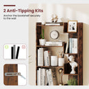 6-Tier Bookshelf Wooden Bookcase with 2 Anti-Tipping Kits Open Display Shelf-Rustic Brown