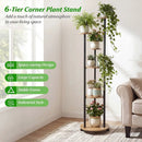 6-tier Plant Stand with RGB Light and Wheels 57inch Tall Indoor Display Shelf Flowerpot Holder by LJGDeals