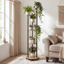 6-tier Plant Stand with RGB Light and Wheels 57inch Tall Indoor Display Shelf Flowerpot Holder by LJGDeals