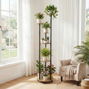 6-tier Plant Stand with RGB Light and Wheels 57inch Tall Indoor Display Shelf Flowerpot Holder by LJGDeals