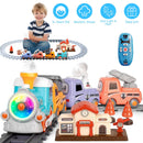 Electric Train Set with Smokes Light Sound Remote Magnetic Train Toys with Locomotive 3 Trucks Gifts for Kids Aged 3 4 5 6 Year Old