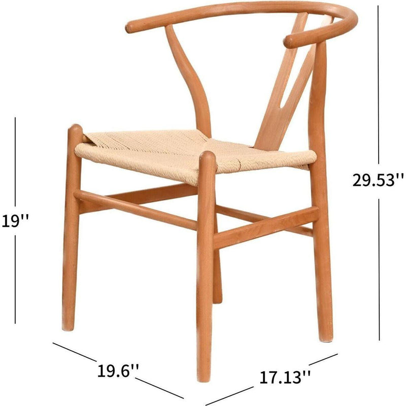Natural Solid Wood Wishbone Design Backrest Chair with Canvas Seat for Dining Room and Kitchen
