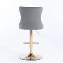 A&A Furniture,Golden Swivel Velvet Barstools Adjusatble Seat Height from 25-33 Inch, Modern Upholstered Bar Stools with Backs Comfortable Tufted for Home Pub and Kitchen Island（Gray,Set of 2） by Montret